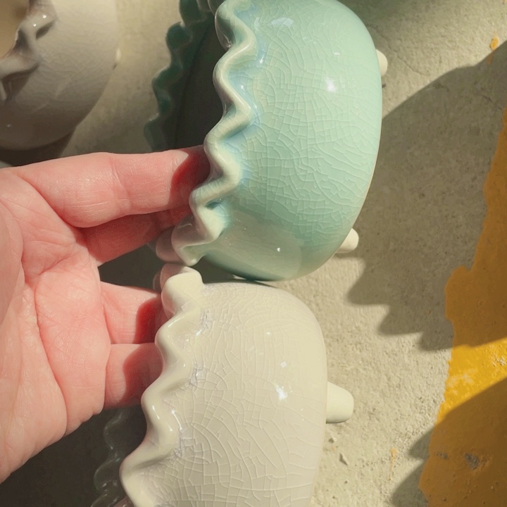 陶瓷新品半手工花盆浮力炸