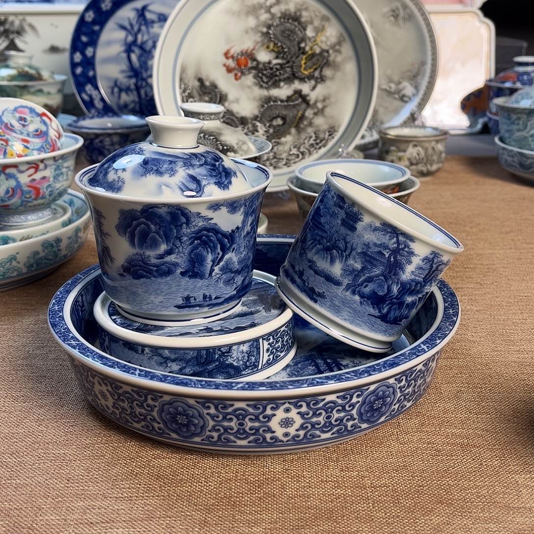 高温釉下彩茶具套