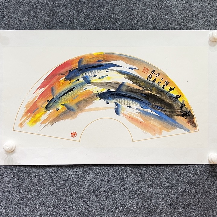 国画知鱼之乐纯手绘