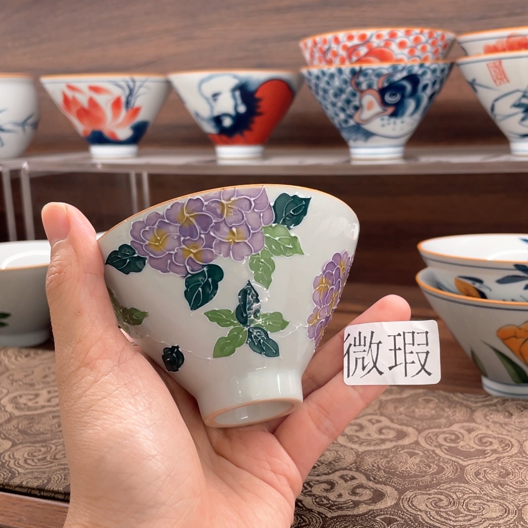 釉下手绘茶具微瑕