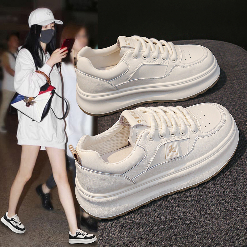 厚底小白鞋女鞋2025秋季新款透气休闲时尚百搭平底防滑运动板鞋