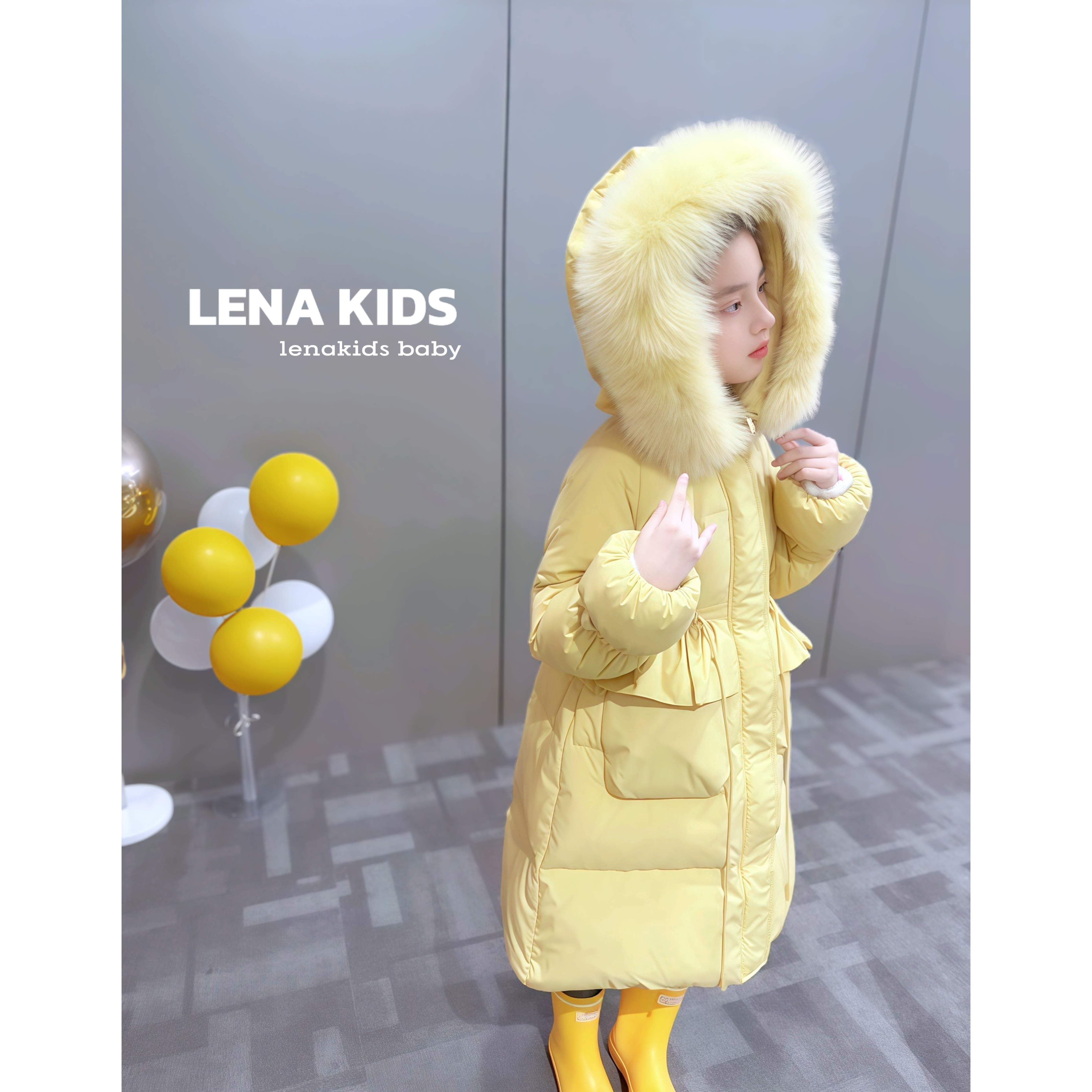 【现货】MOANA【超大狐狸毛领“大长款超高充绒】羽绒服童装25102201