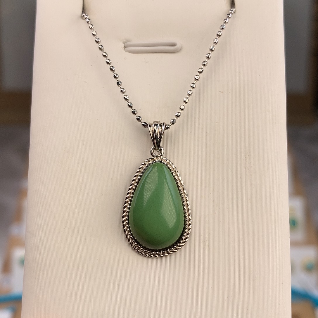 绿松石银S925镶嵌吊坠(不含链)