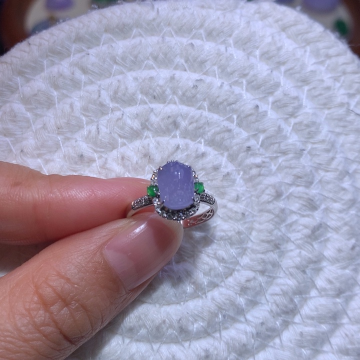 翡翠戒指18K金镶嵌冰胶紫貔貅