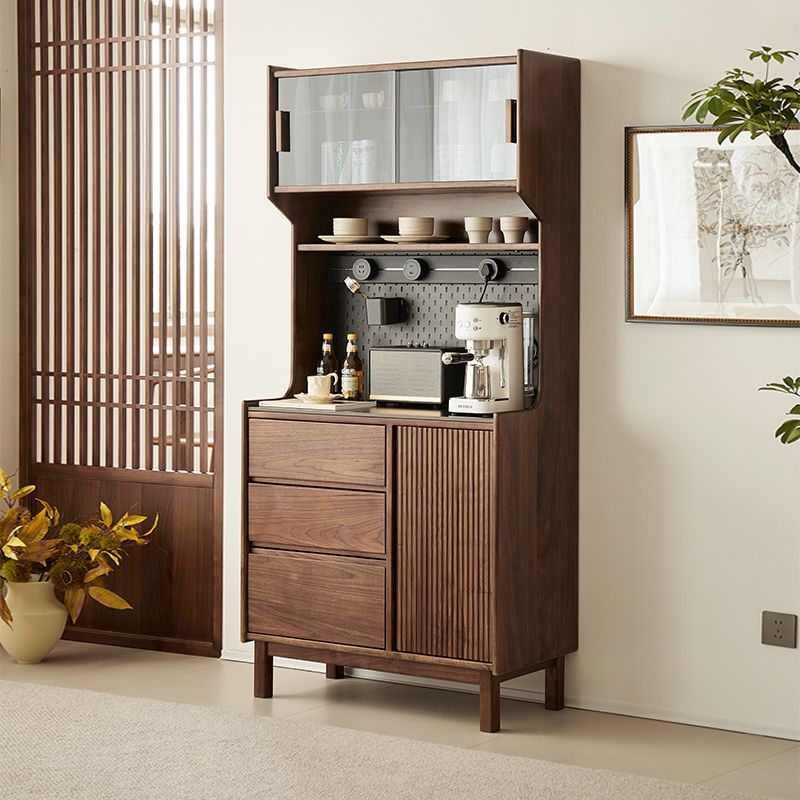 臻致美北美黑胡桃木随风餐边柜餐边柜收纳柜餐厅家用岩板置物柜