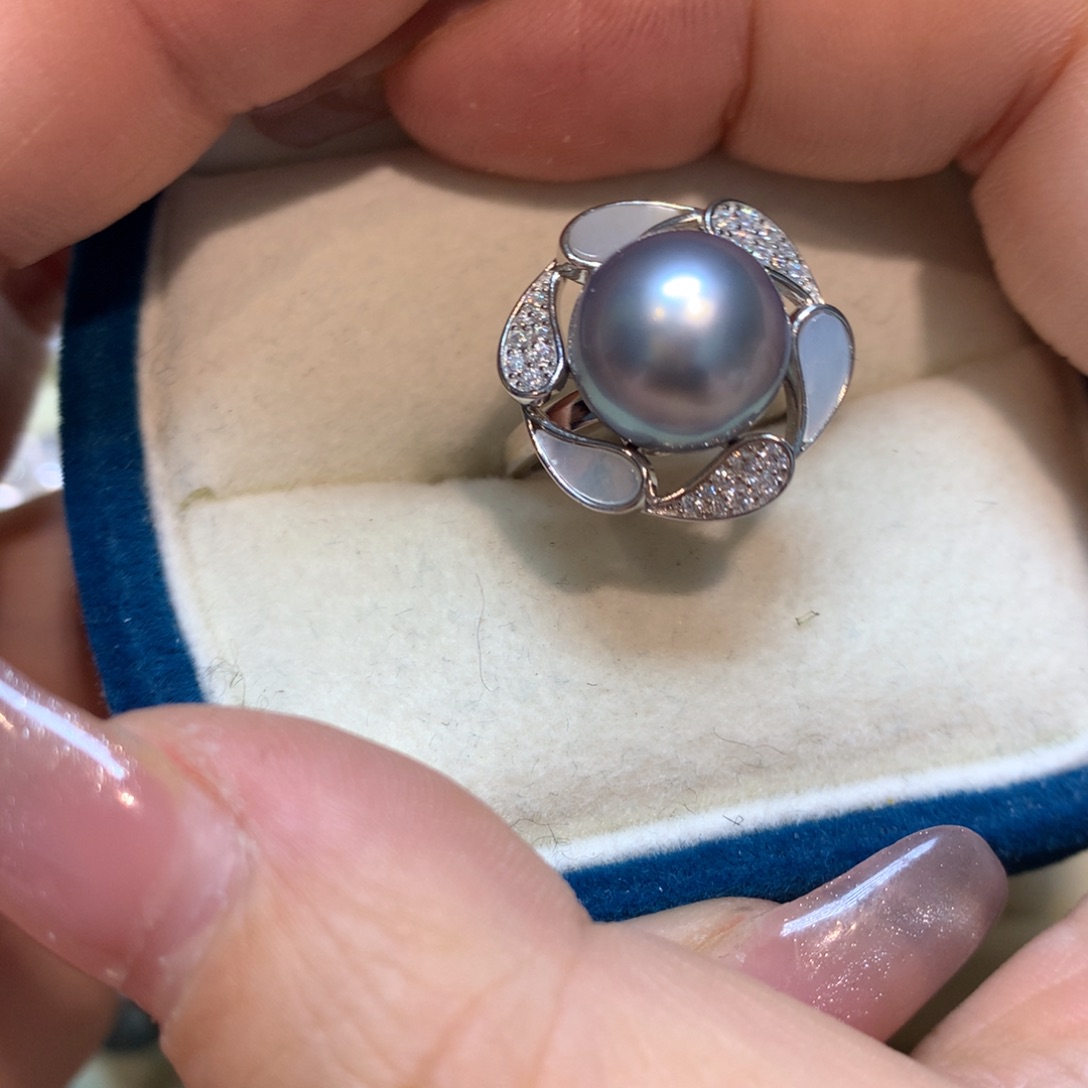 海水珍珠戒指银S925镶嵌