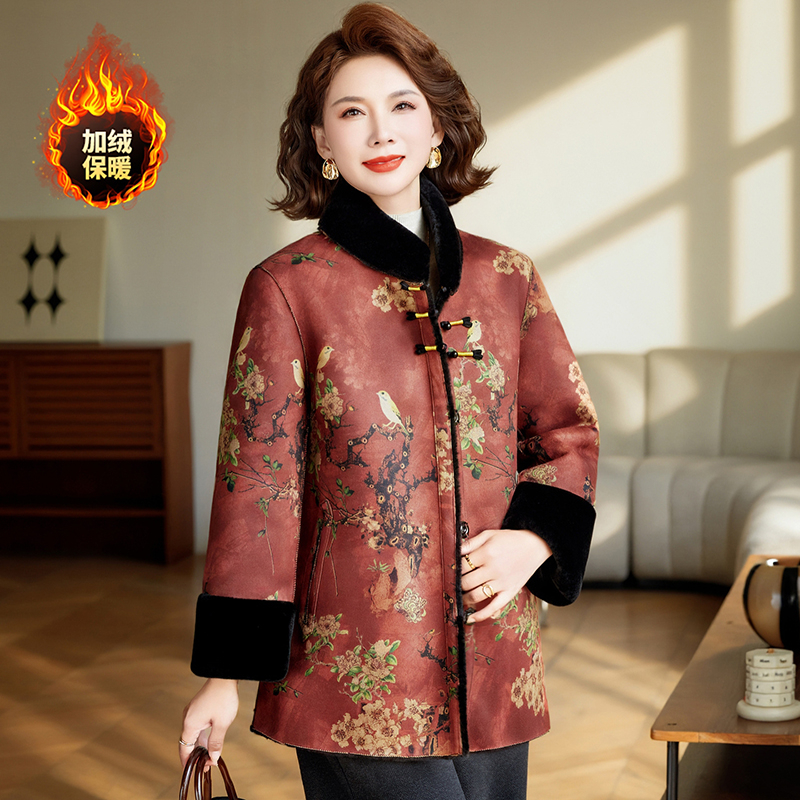 2025年新款秋冬季高贵妈妈外套洋气时尚中老年女两面穿外套aa7990