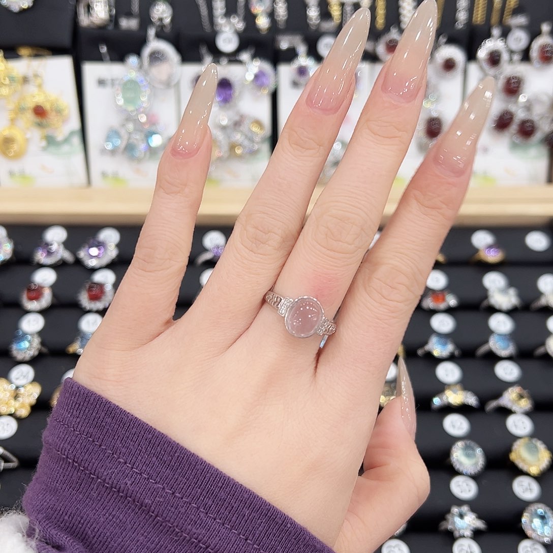 芙蓉石戒指银S925镶嵌戒指