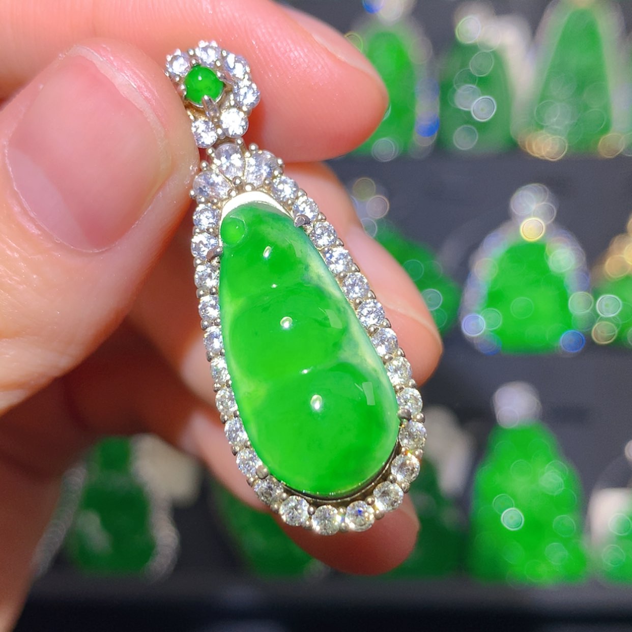 【闪购商品】翡翠银S925镶嵌吊坠(不含链)