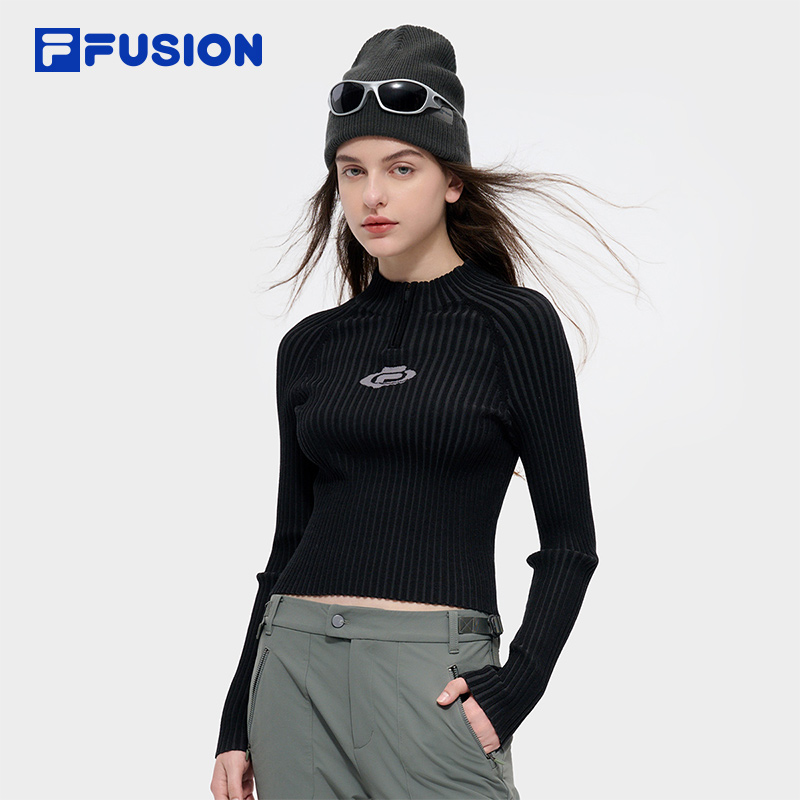 斐乐潮牌编织衫半高领运动修身亲肤舒适编织衫女款长袖T11W441401