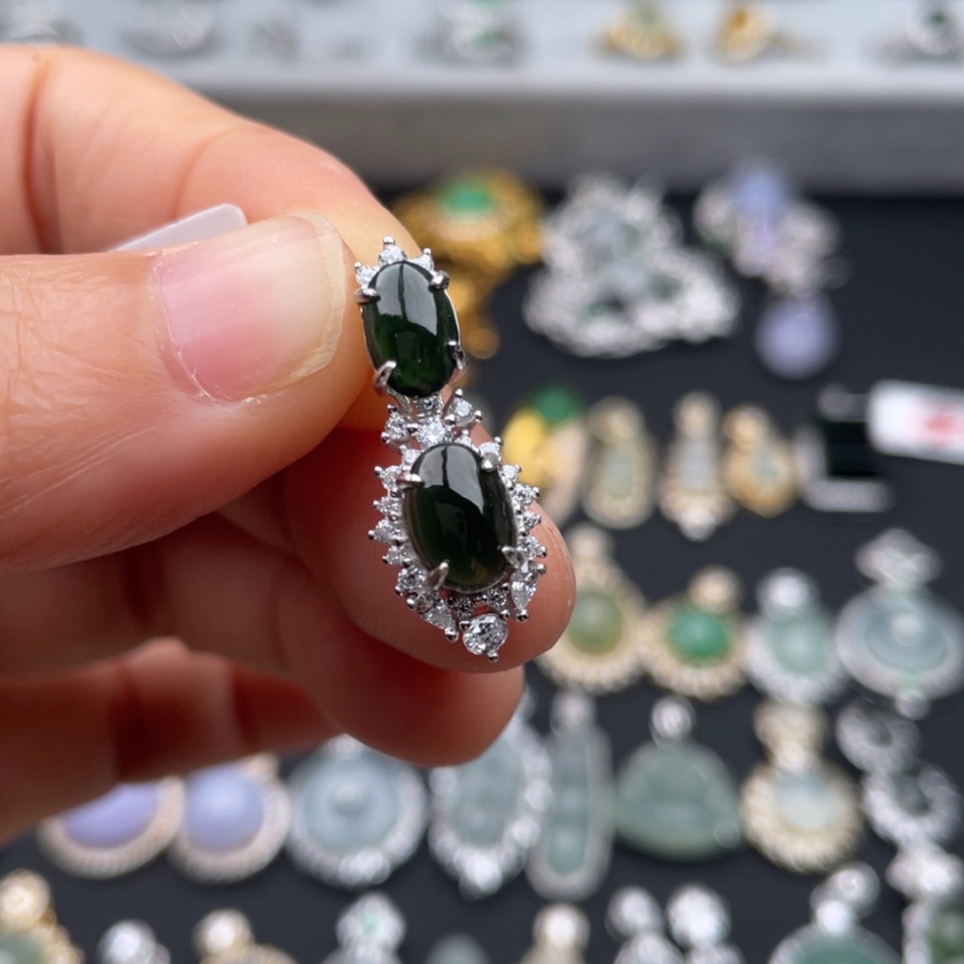 翡翠银S925镶嵌吊坠(不含链)