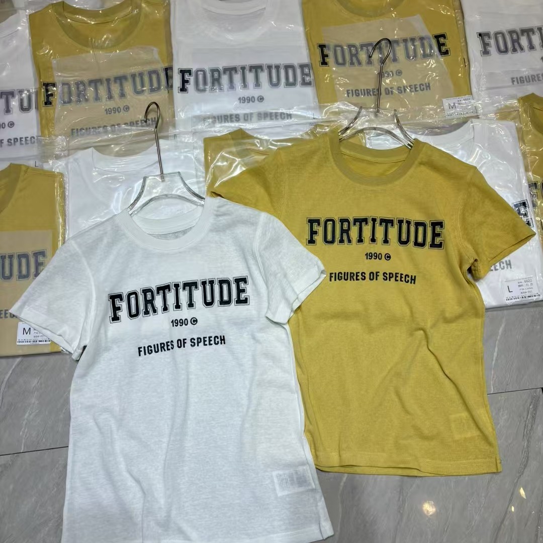 圆领百搭印花短袖字母拼接慵懒风T恤纯棉时尚女款轻奢情侣设计师