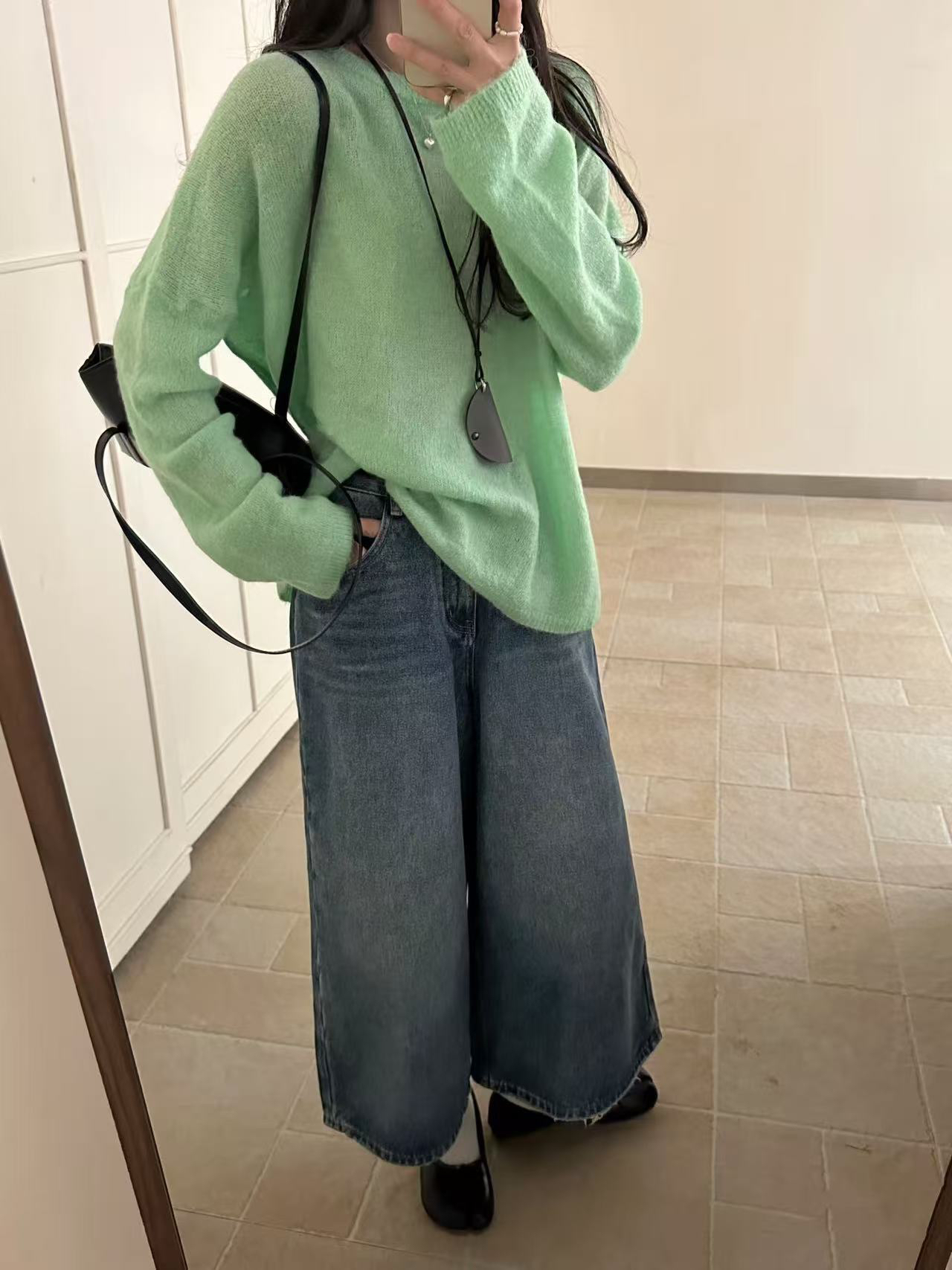 【牛仔八分裤】韩版春款遮肉显瘦百搭必备牛仔八分阔腿裤