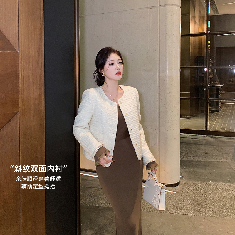 【现货清仓】 轻奢高级感小香风短款无领外套