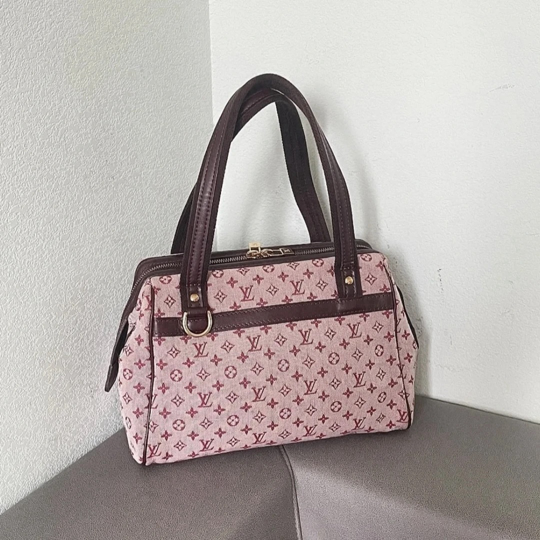 95新 LouisVuitton/路易威登 粉色丹宁手提波士顿包