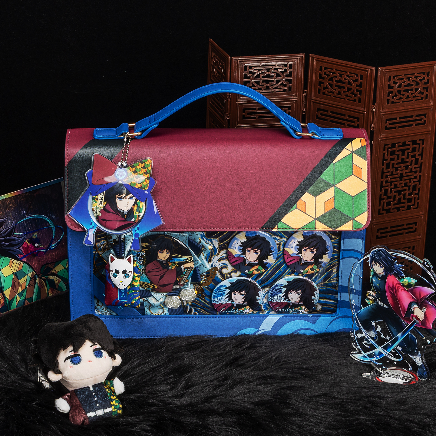 飞鸟君鬼灭之刃·富冈义勇痛包斜挎单肩漫展通勤可爱手提包公文包