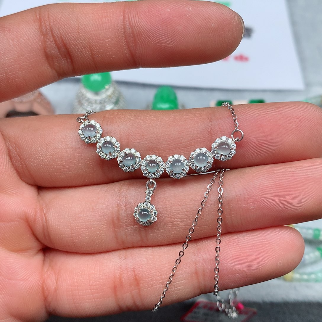 翡翠银S925镶嵌项链29号