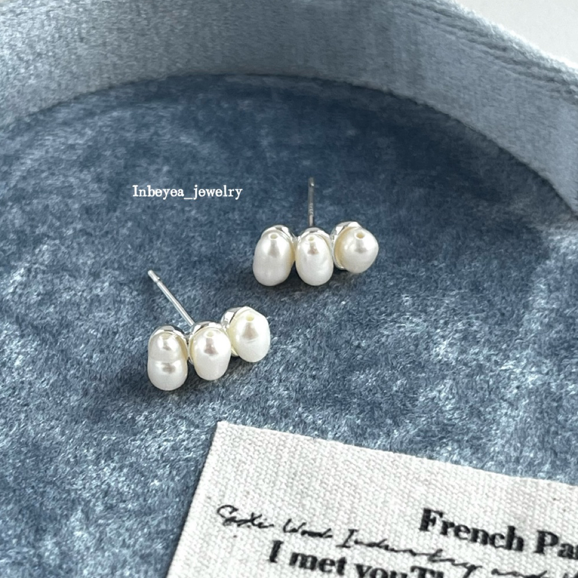 铜合金耳饰 三颗珠珠耳钉 15827