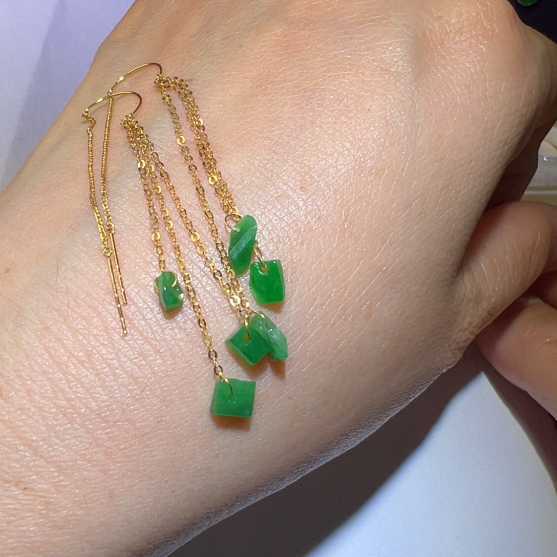 翡翠颈饰18K金镶嵌耳环