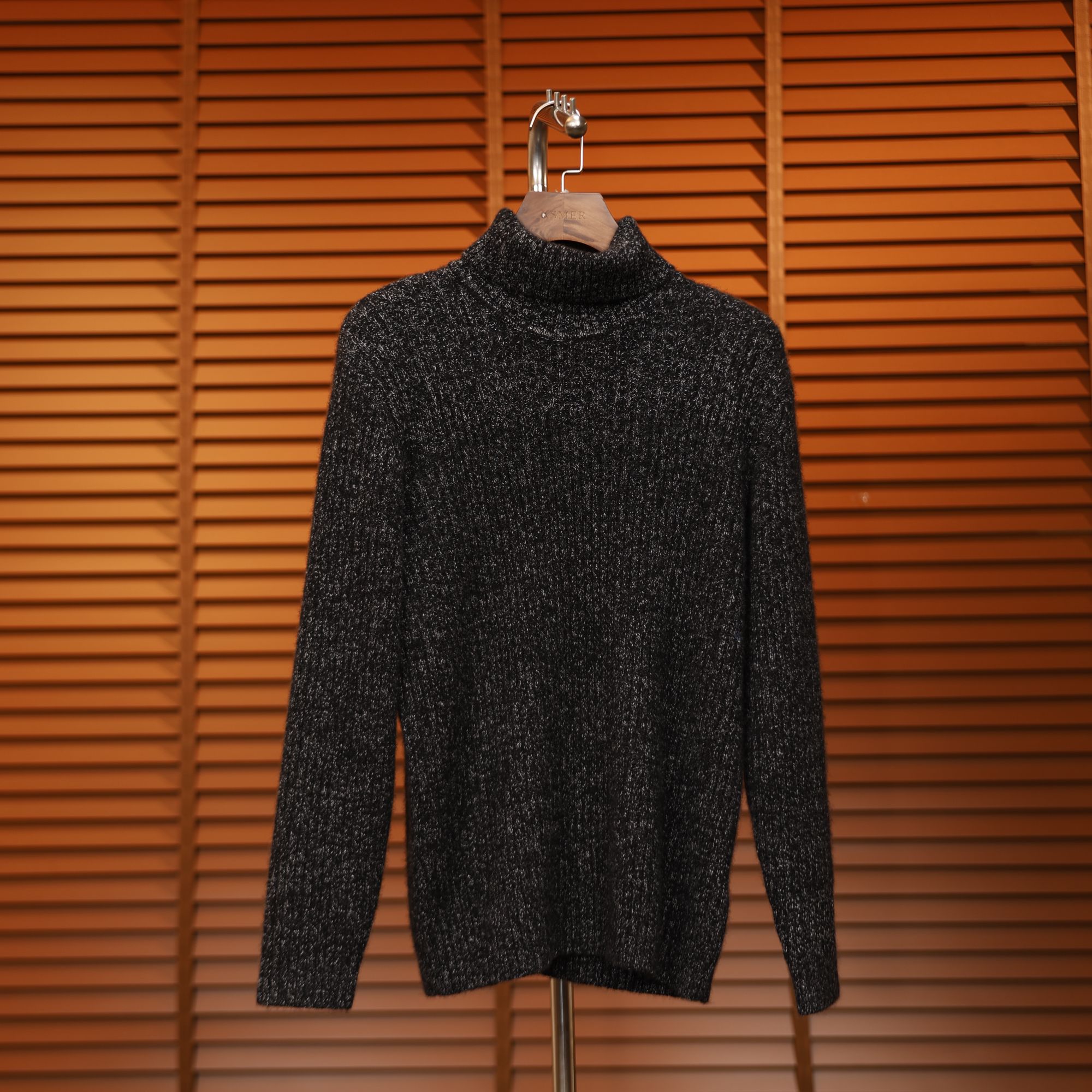 男士高档轻奢翻领毛衣修身加厚保暖毛衣冬季锁温打底针织衫长袖