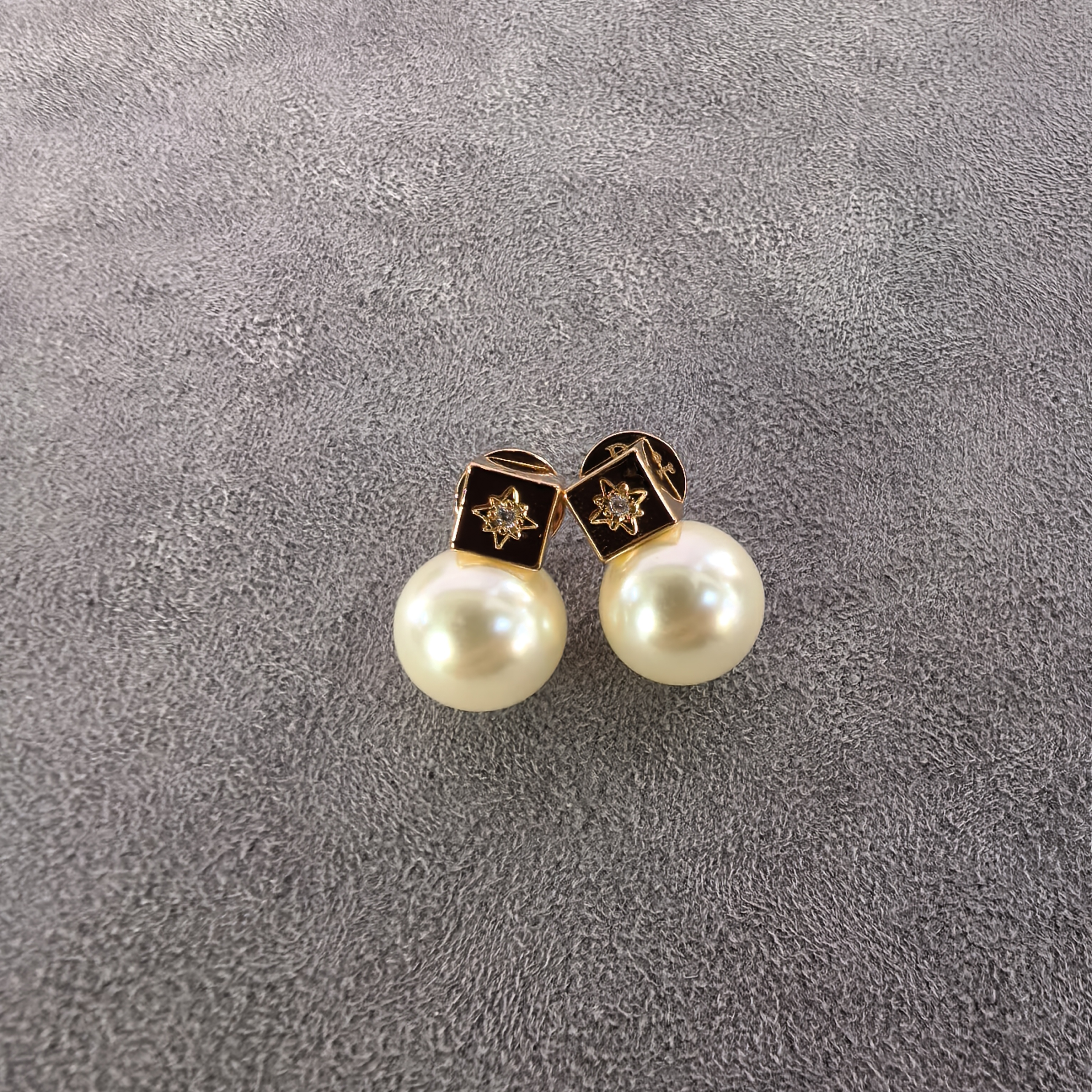 E944金色方块单珠闪闪耳钉耳饰