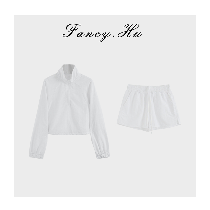 【Fancy.Hu】冰皮速干百搭休闲立领外套/短裤 套装FG2603159