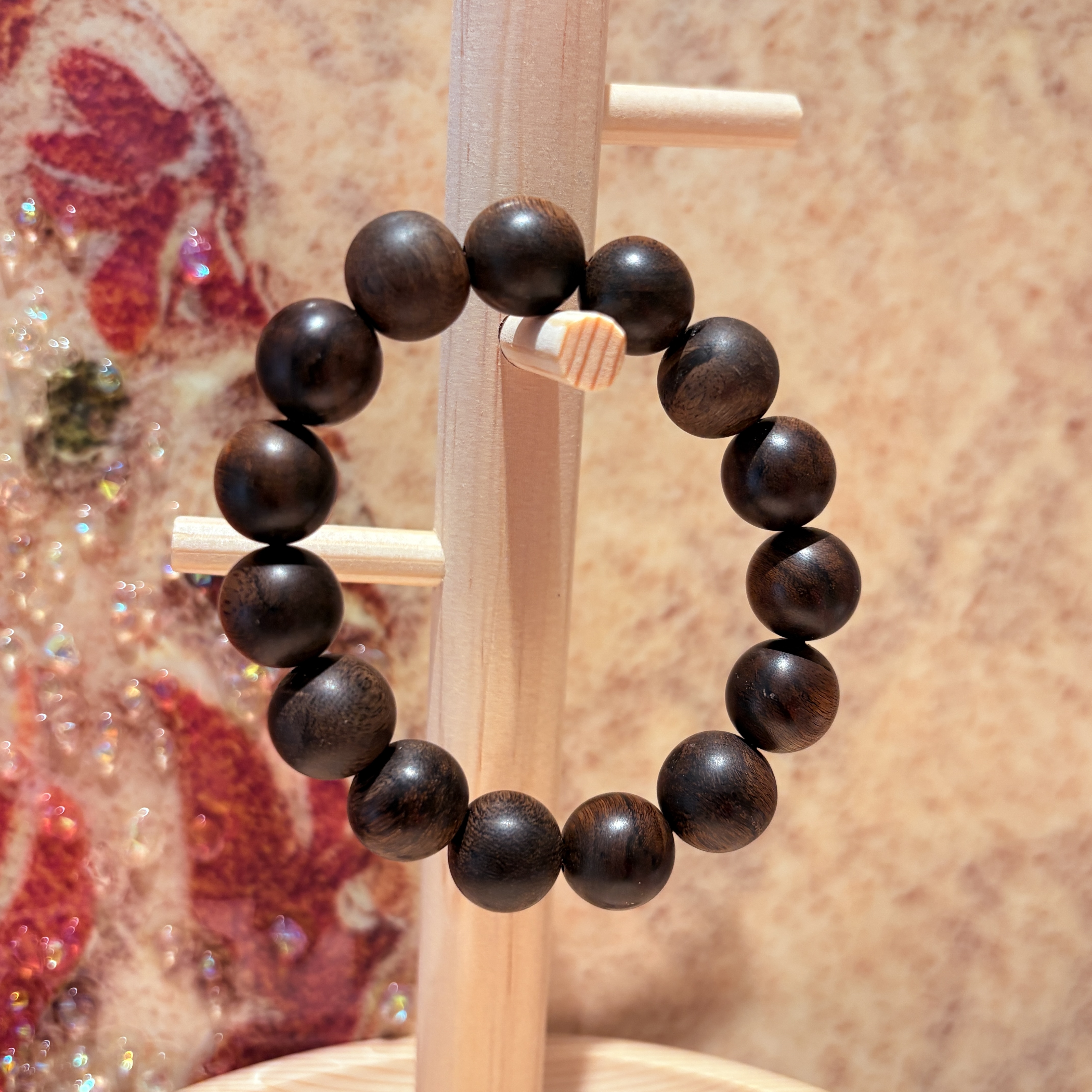 沉香「纪宝斋」越南芽庄绿奇楠卡14圆珠单圈沉水级手串