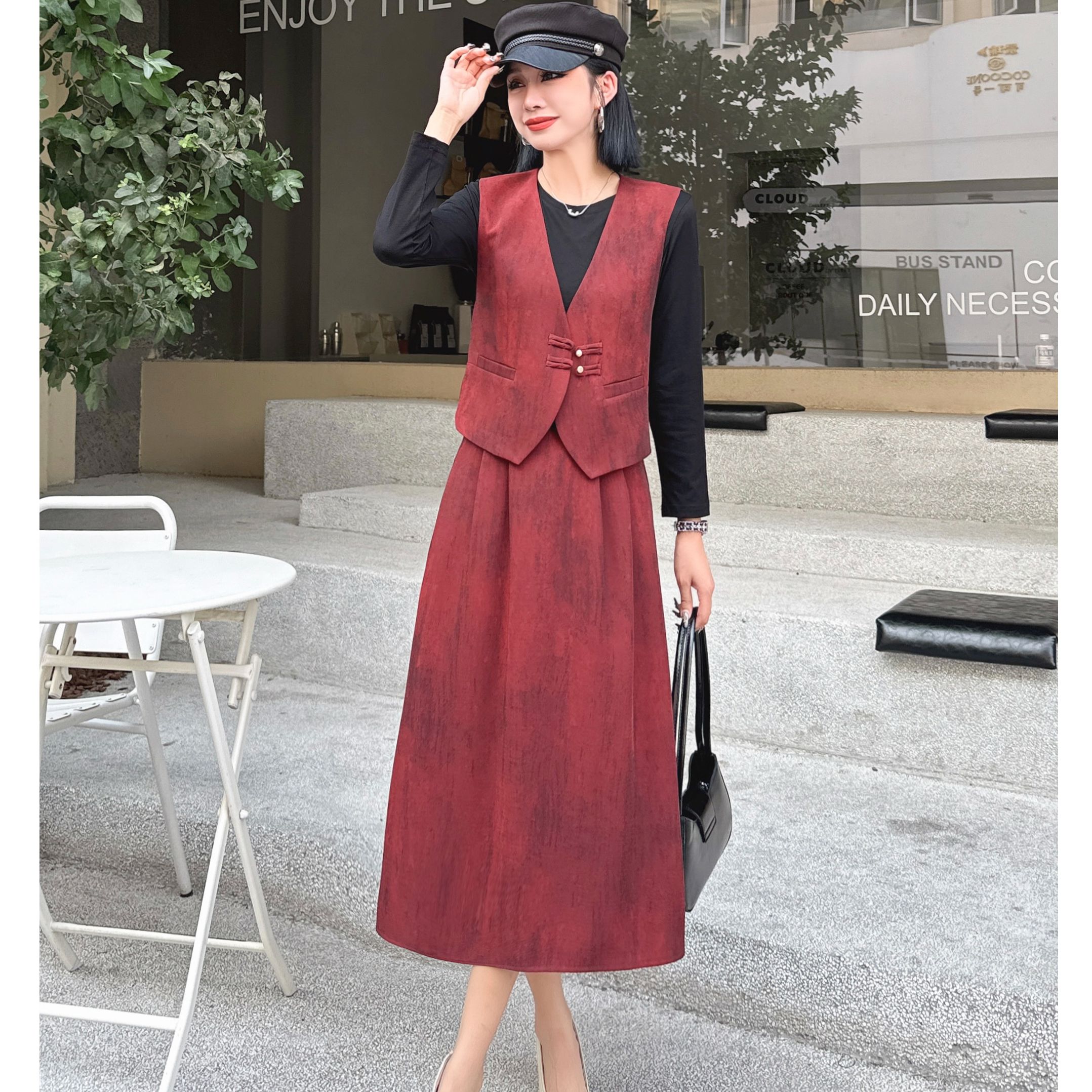 DS51823回味依衣高级感时尚设计师三件套女装套裙