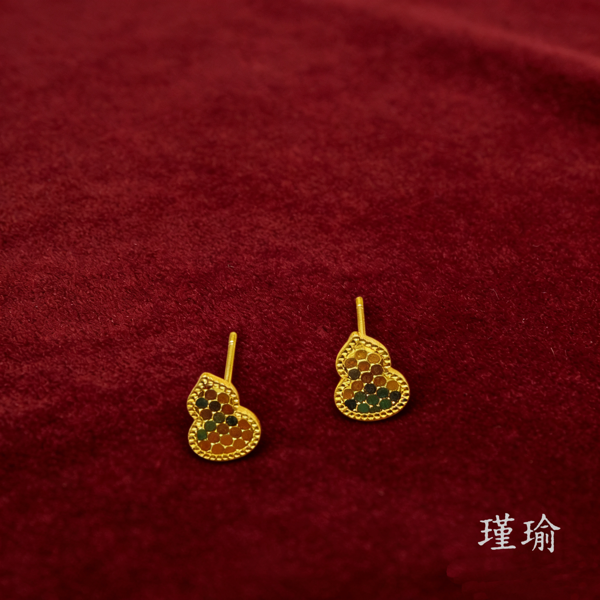 耳饰 B0778黄色龙鳞纹葫芦耳钉多样性发货41281