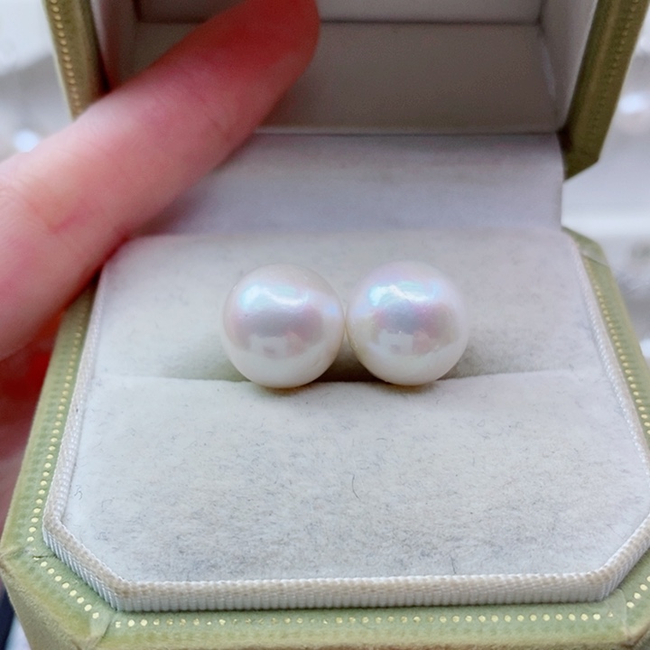 耳饰淡水珍珠银S925镶嵌12+A