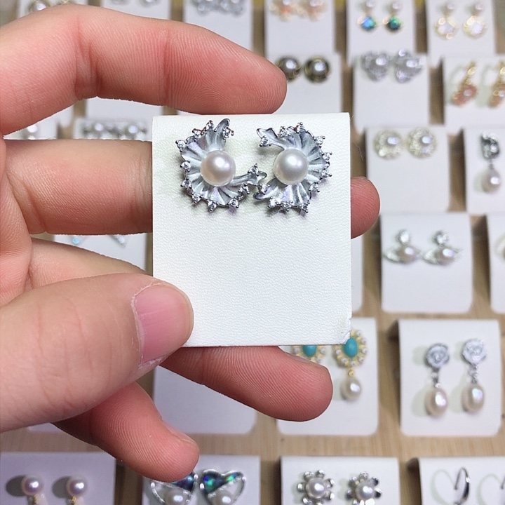 淡水珍珠耳饰银S925镶嵌