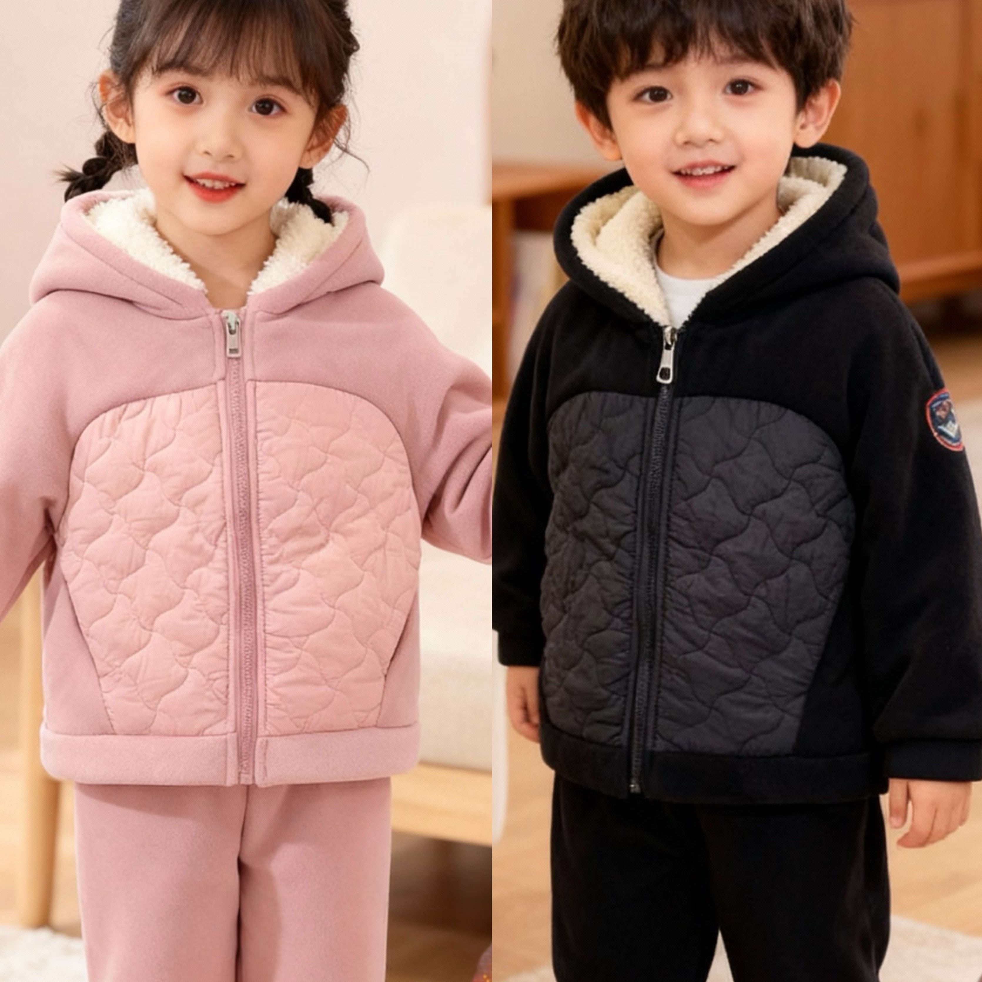 花嫂家新款连帽皮标袖海豚绒可外穿家居服保暖套装3332