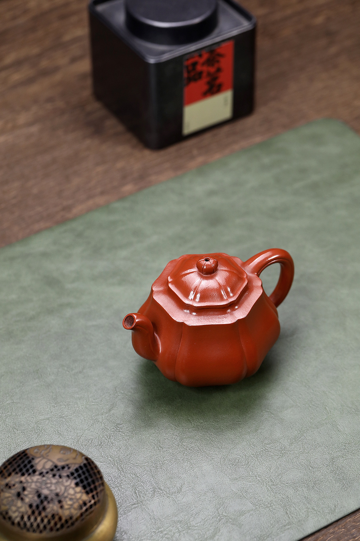 筋纹宫灯原矿朱泥全品宜兴紫砂小容量