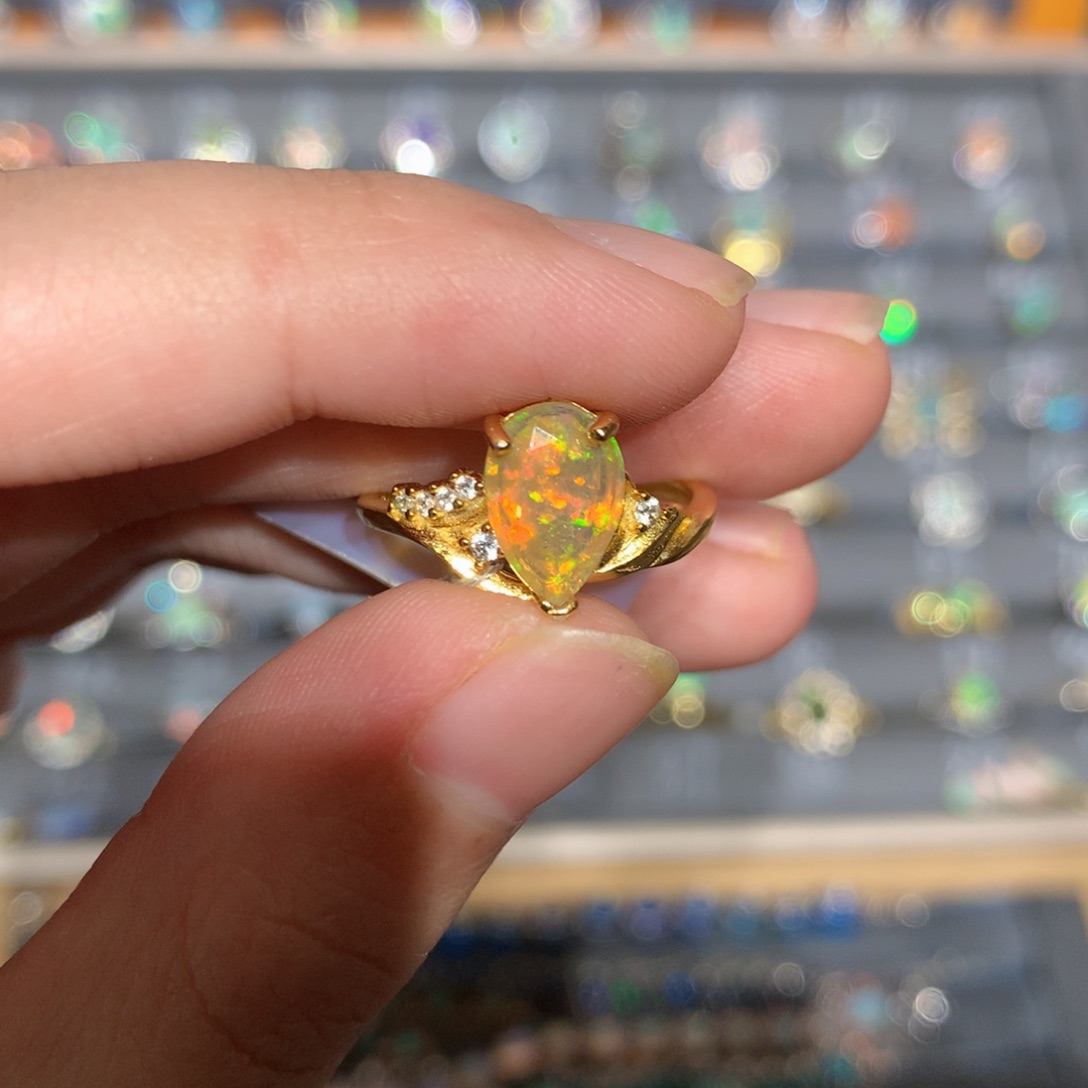 银S925镶嵌欧泊欧泊戒指y