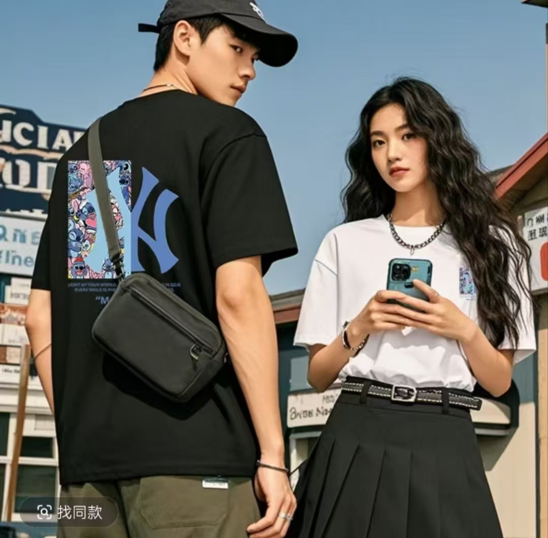 【一折清仓】夏季短袖男女同款情侣半袖休闲透气圆领潮流印花薄款y