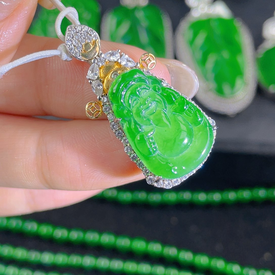 翡翠吊坠(不含链)银S925镶嵌