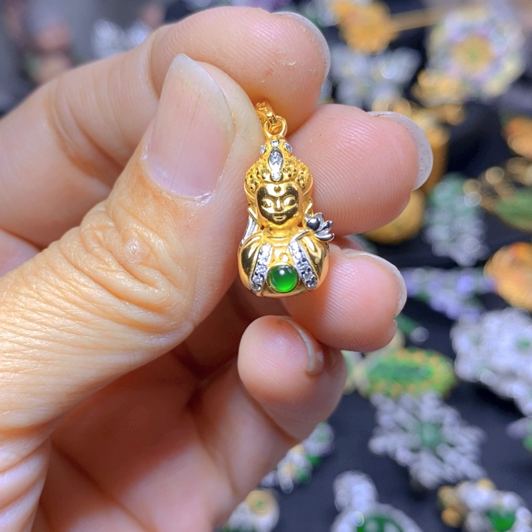 翡翠耳钉银S925镶嵌天然翡翠