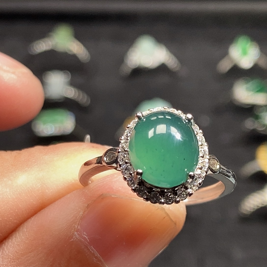 翡翠银S925镶嵌戒指