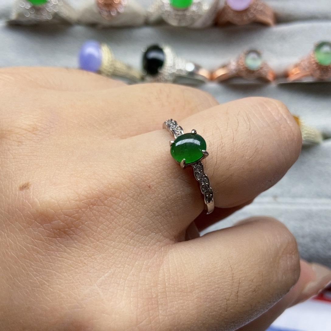 翡翠戒指银S925镶嵌0000