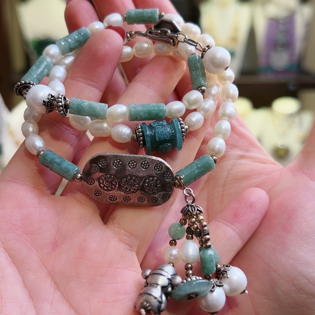 淡水珍珠手链银S925镶嵌手链