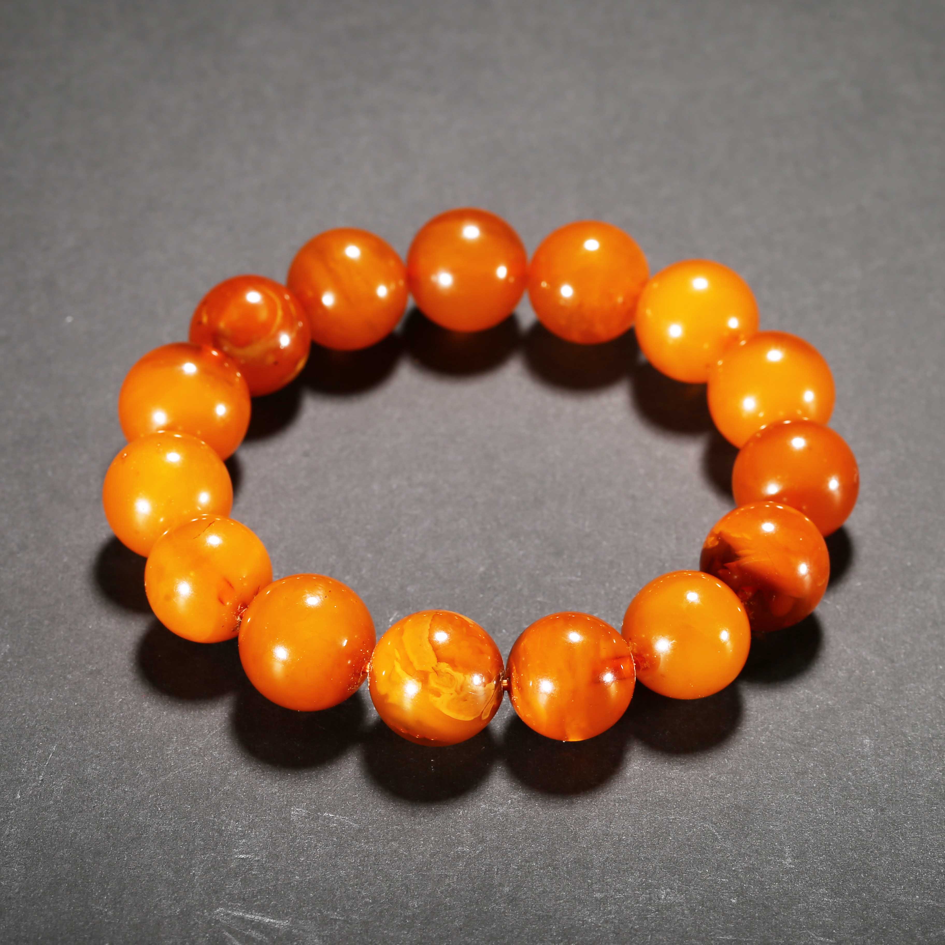 民国*圆珠蜜蜡手串/JXQ25051706/蜜蜡【北京文博】