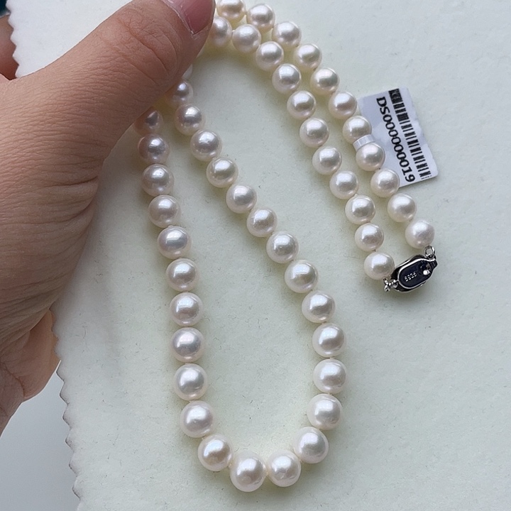 淡水珍珠颈饰银S925镶嵌卡8➕高品捡漏极光白炫彩