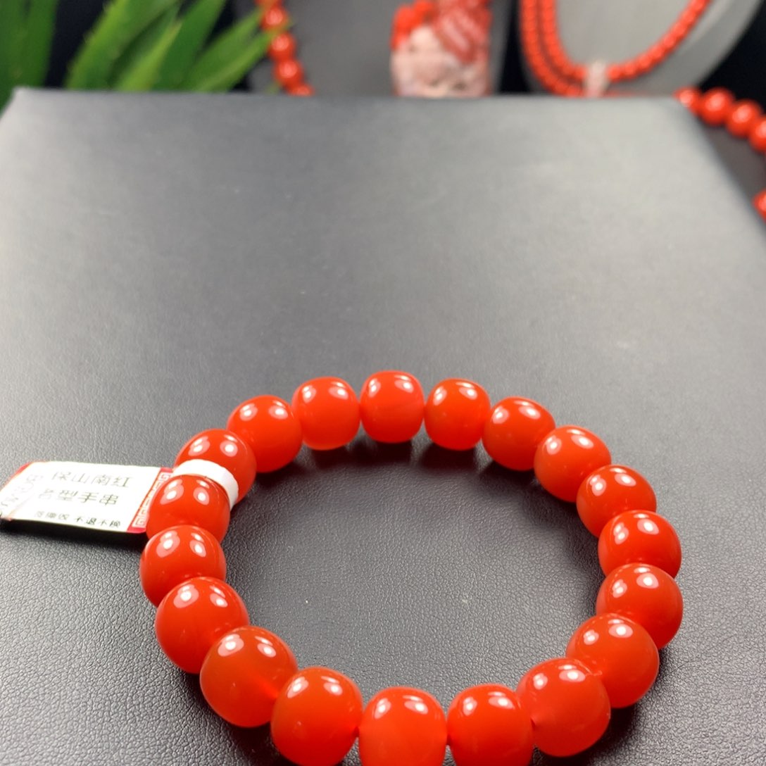 南红玛瑙未镶嵌卡11柿子红单圈