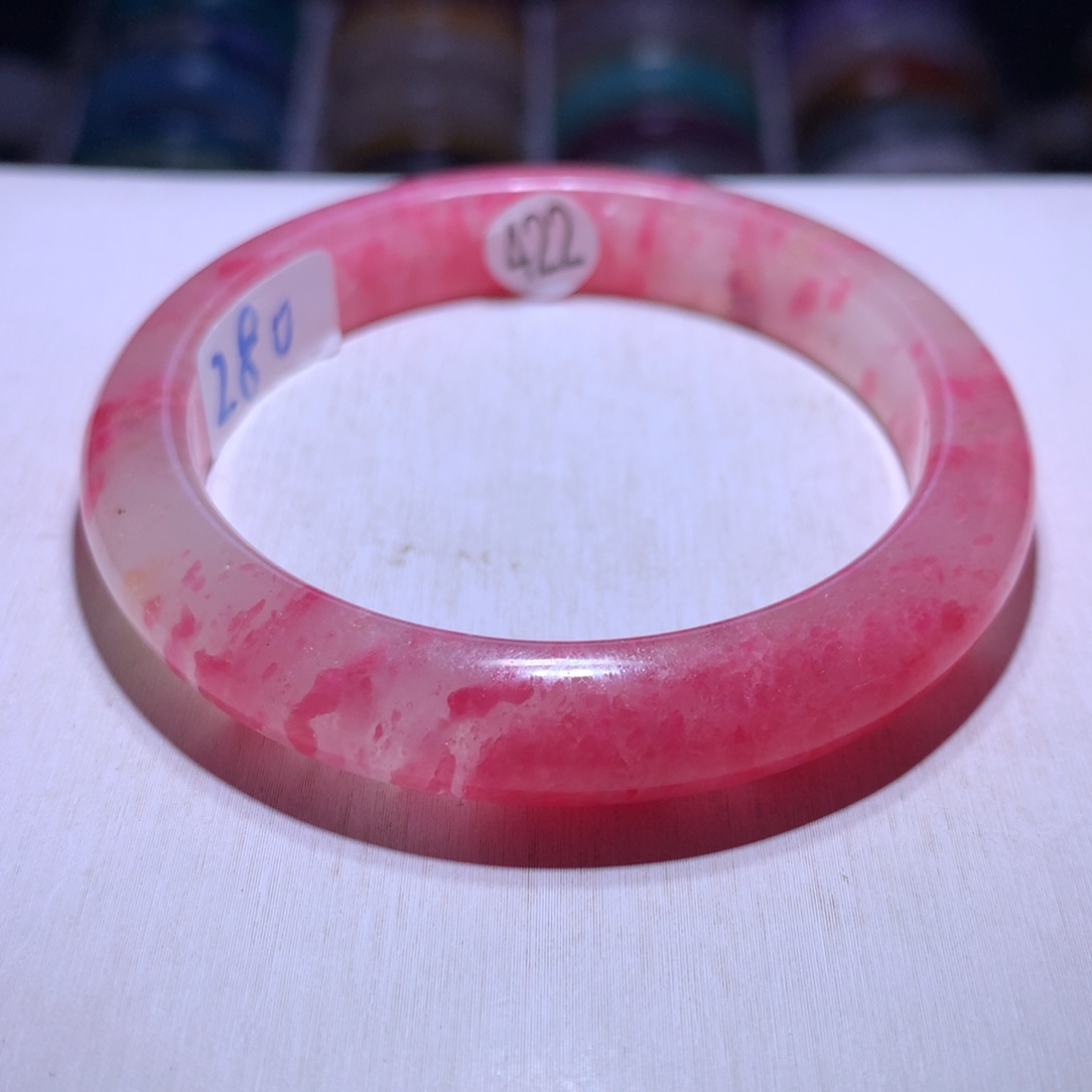 银S925镶嵌水晶手镯樱花雨54圈422