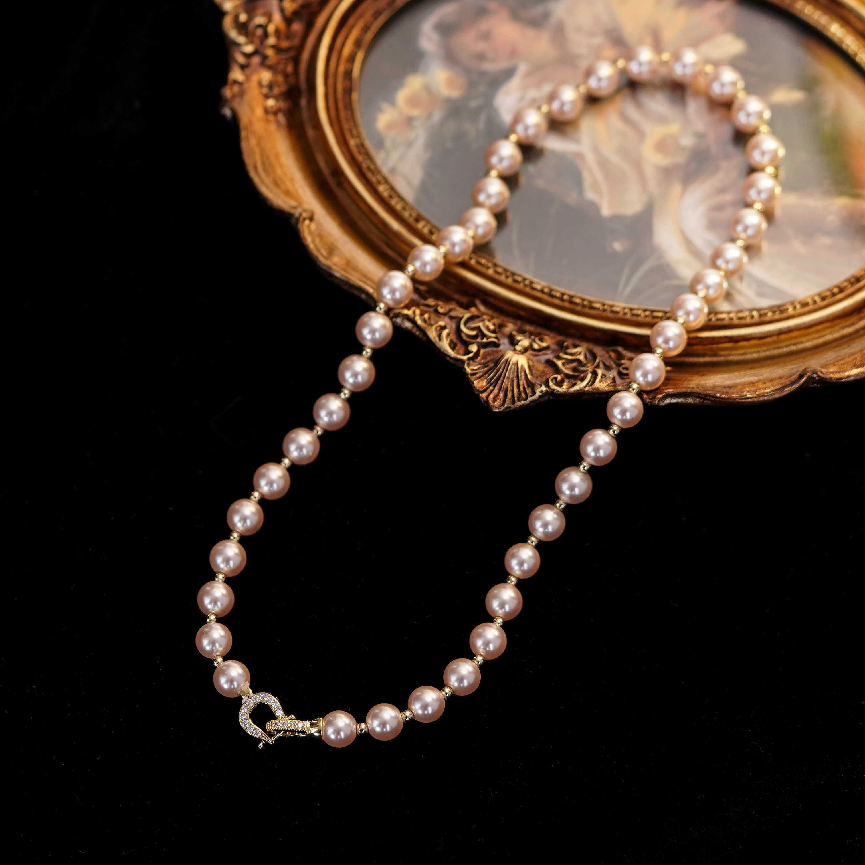 【环配】 淡粉色珠珠高级感百搭锁骨拼接ins