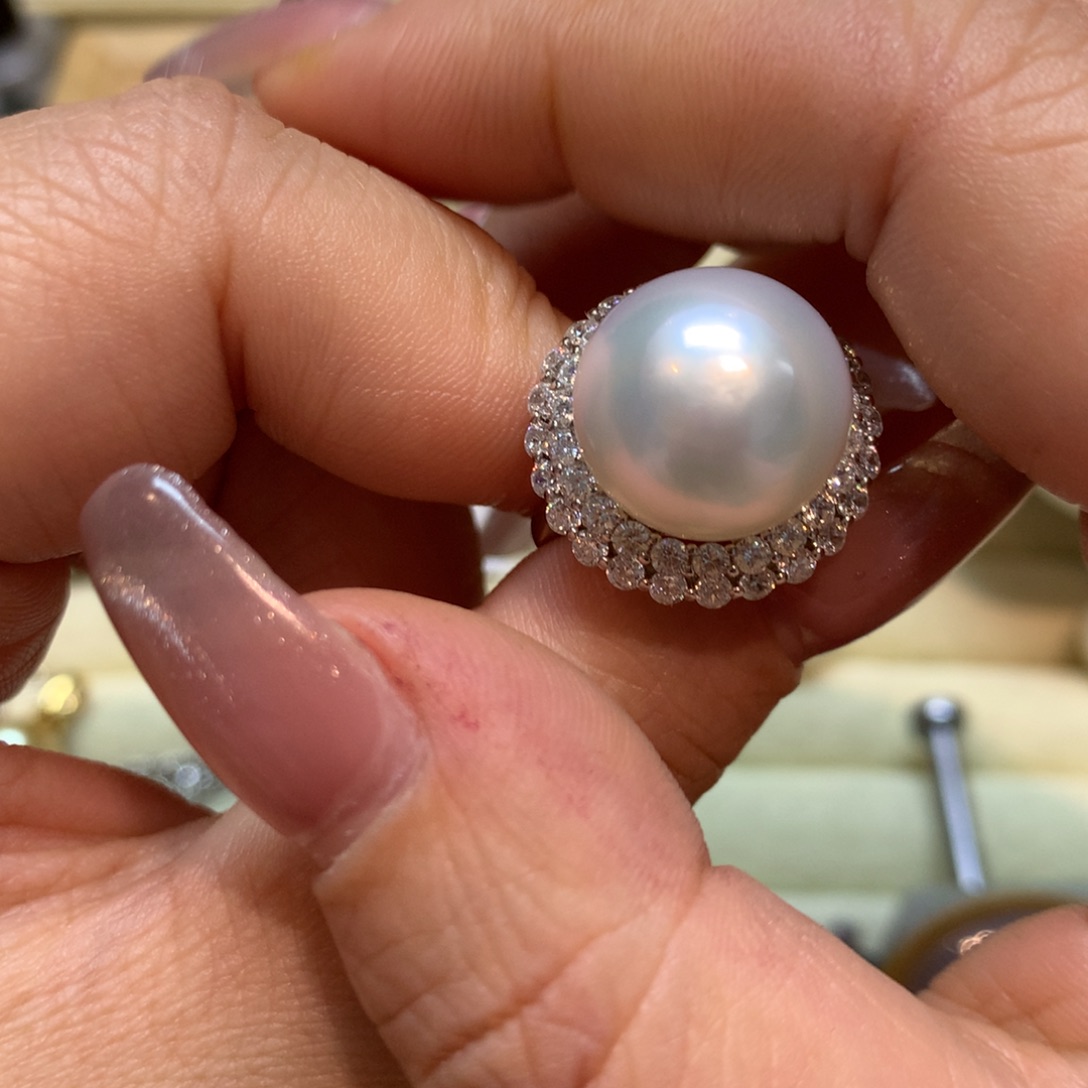 海水珍珠戒指银S925镶嵌