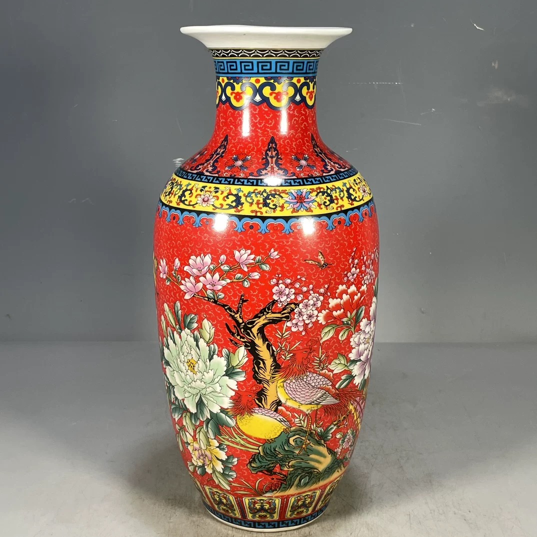 【张氏御瓷】DP-H6203红色冬瓜瓶1个