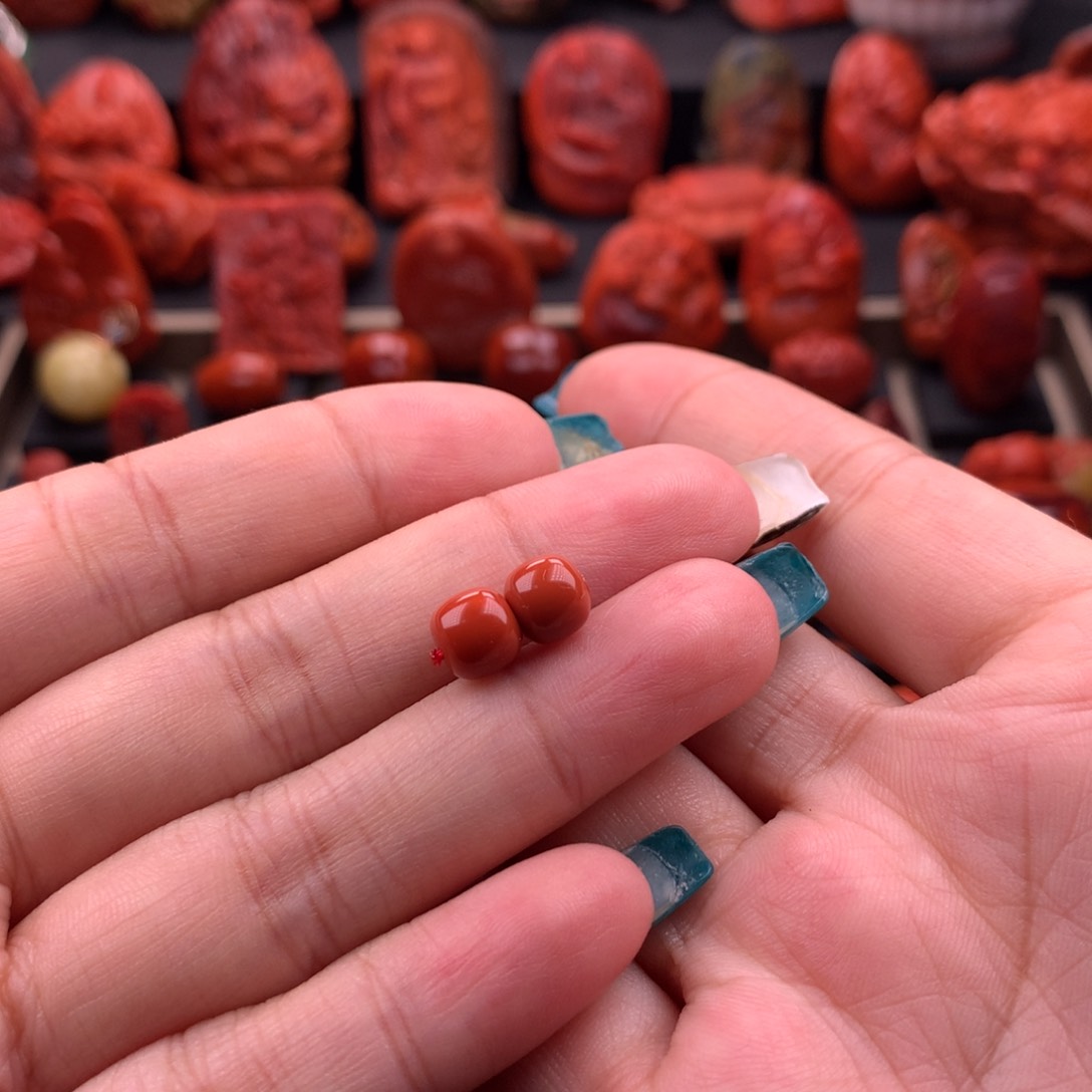 南红玛瑙南红川料老型对珠7.2mm未镶嵌