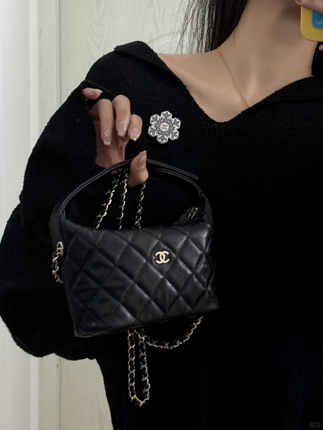 99新 Chanel/香奈儿 25c 手提饭盒黑金荔枝纹/99新/优选