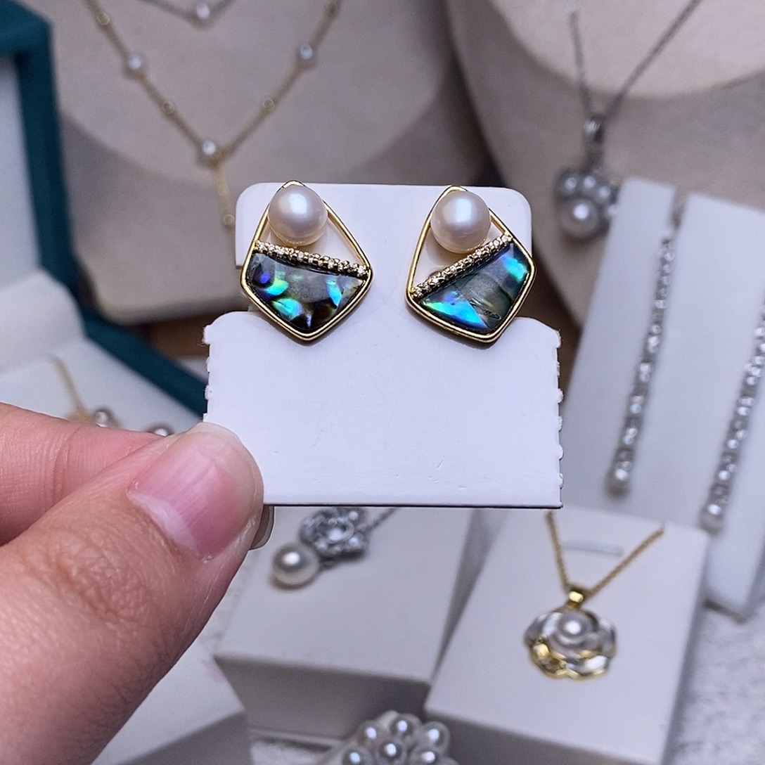 耳饰淡水珍珠银S925镶嵌